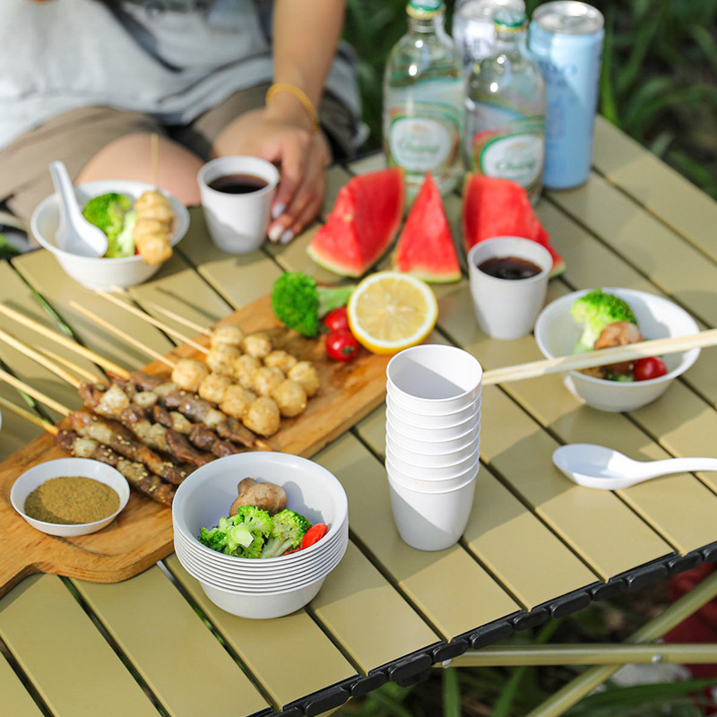 outdoor disposable tableware travel picnic camping barbecue party household good-looking rice husk dishware set