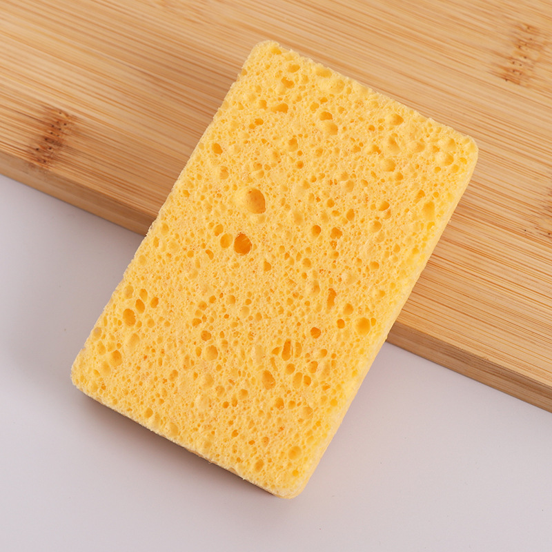 Pulpa de madera natural, lavado de platos de algodón, esponja, limpieza de cocina, bloque de esponja absorbente de agua, cepillo antiadherente, tazón, esponja de pulpa de madera de color