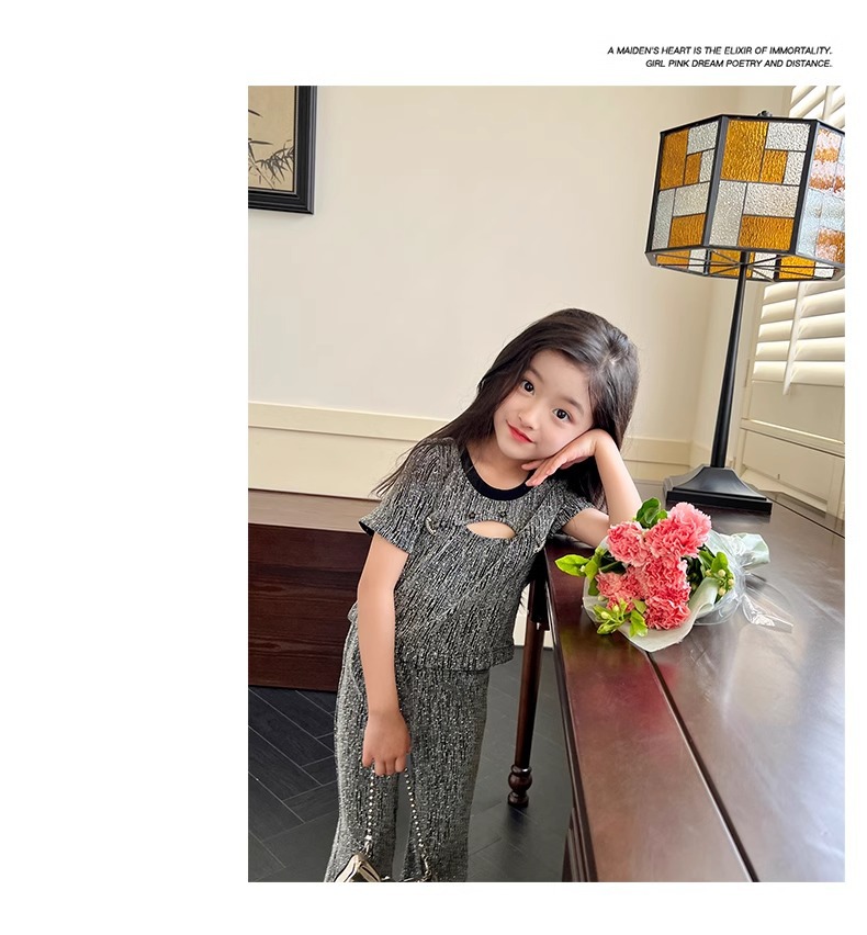 2024 kleidung Koreanische Ausgabe Modische Western Stil Sommer Neue Kollektion kinder Mädchen Bell-Bottom-Hose Zwei_voghion.com