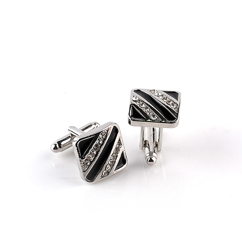 European French Geometric Diamond-studded Shirt Dress Cuff Links display picture 10