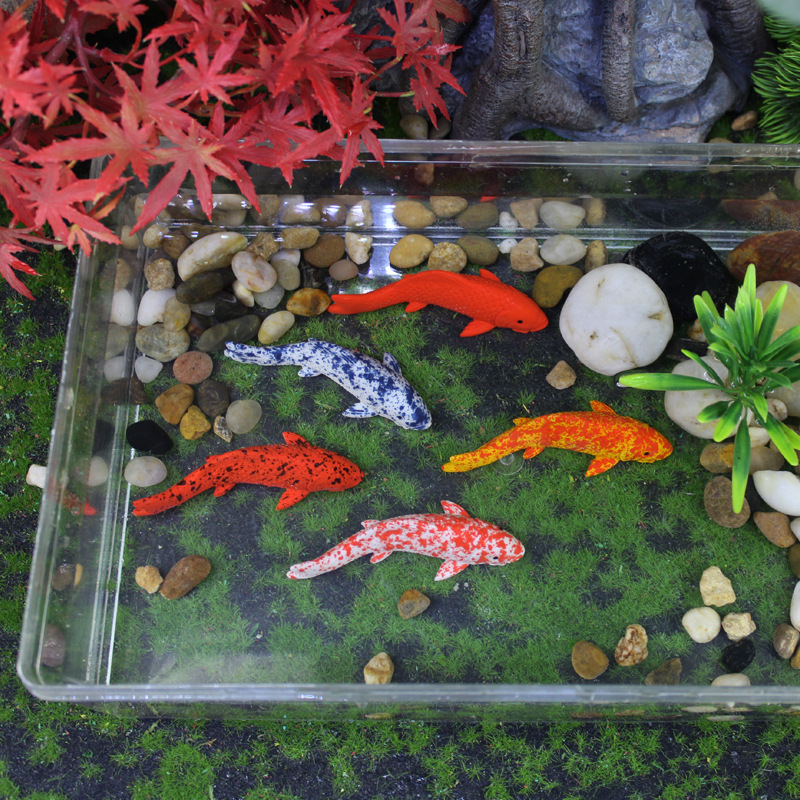 树脂工艺品仿真鱼摆件跨境创意水族馆锦鱼缸鲤装饰品微景观光赏鱼