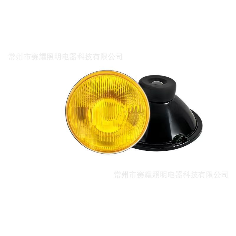 Dengpao – 7 Inch Round Ön faralar - sy6014t-y-yellow-glass