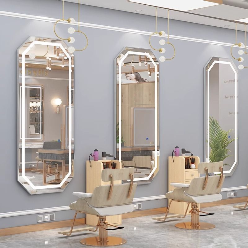 eQp Barberie Red espejo simple tipo de pared belleza mirror salón de belleza espejo unilateral banda de moda image 28