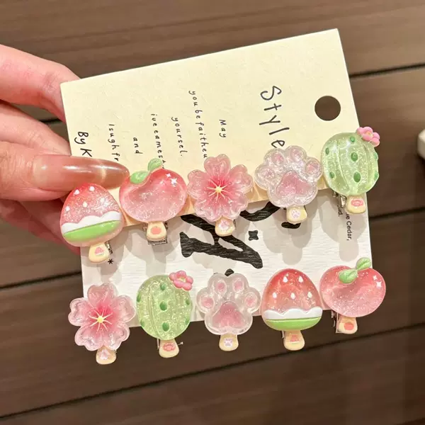 Cute cartoon jelly fruit popsicle duckbill clip for sweet girls, mini duckbill clip for stray hair, popular online hair clip