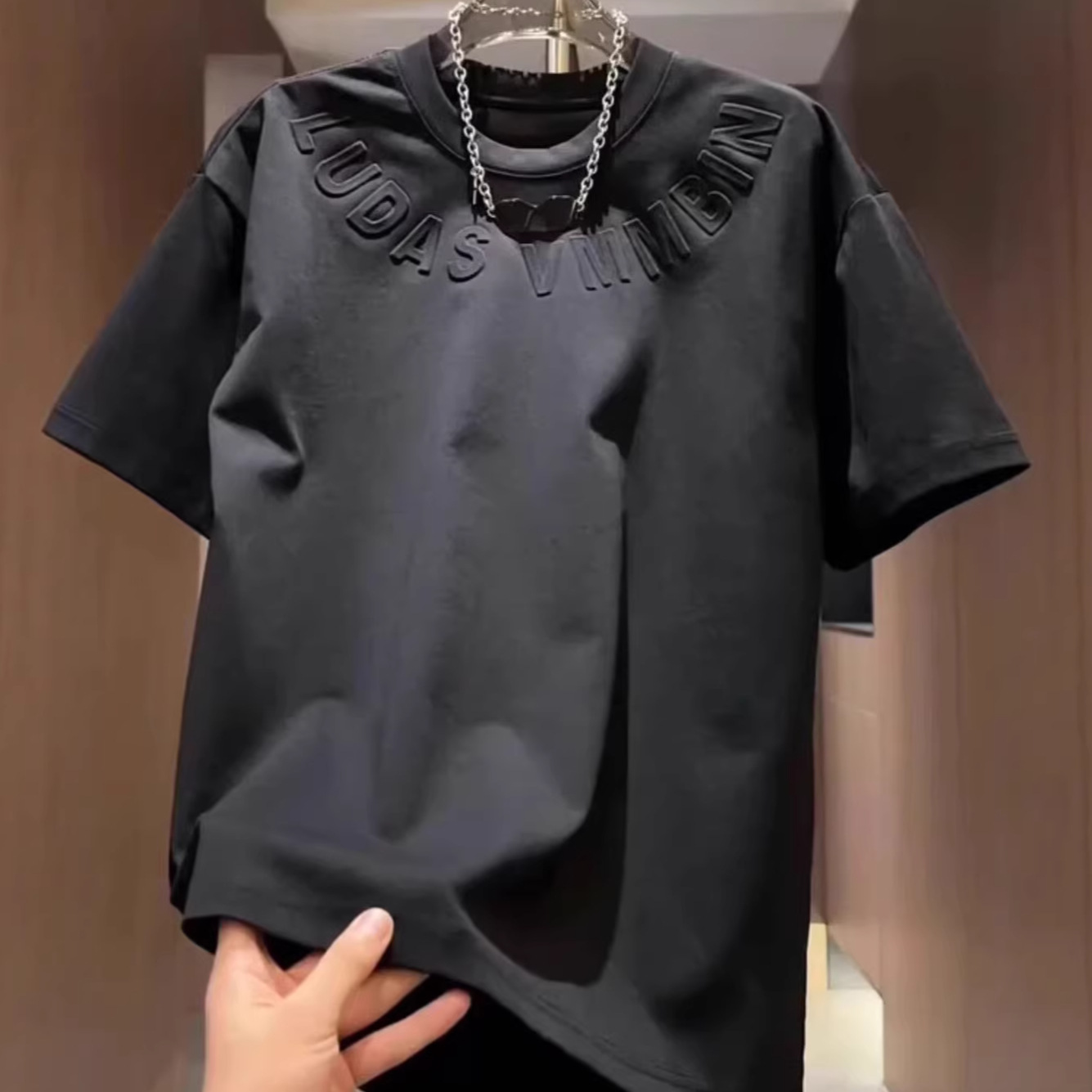 Men's Textured Stretchy Printed T-shirt Round Neck Summer Top_voghion.com