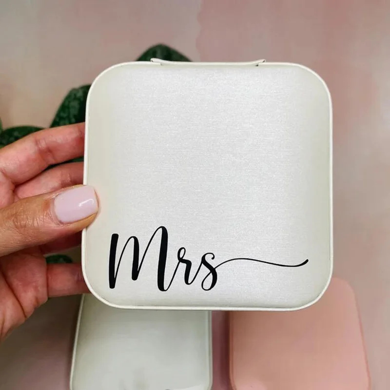 クロスボーダーbrideとmrs白いプリントアルファベット正方形ジュエリーボックス花嫁結婚式独身パーティー装飾|undefined