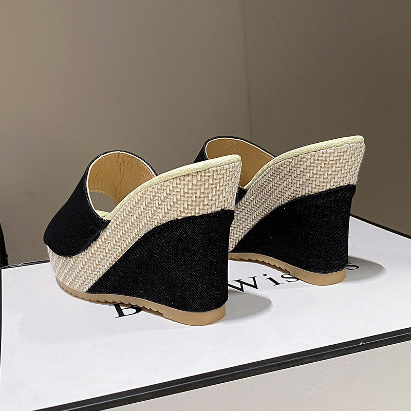 Womens Wedge Heel Platform Sandals Open Toe Fabric Shoes_voghion.com