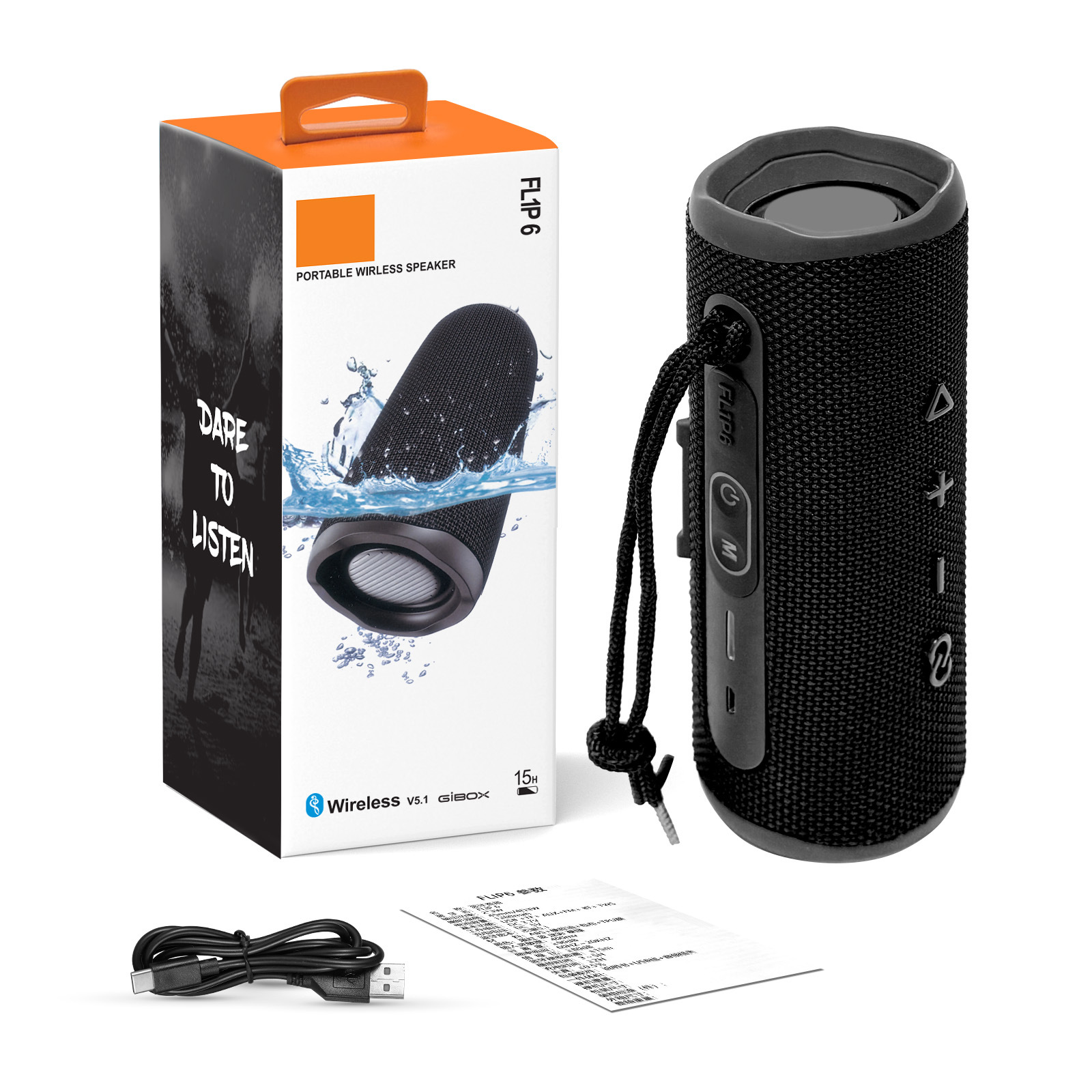 Altavoz Bluetooth Inalámbrico Popular Transfronterizo FL1P6, Altavoz Bluetooth Portátil para Exteriores con Doble Altavoz, Subwoofer con Ranura para Tarjeta TWS