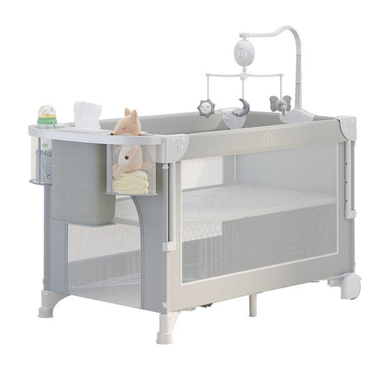 Double-layer game crib adjustable height removable wipe splice bed baby multifunctional folding diaper table