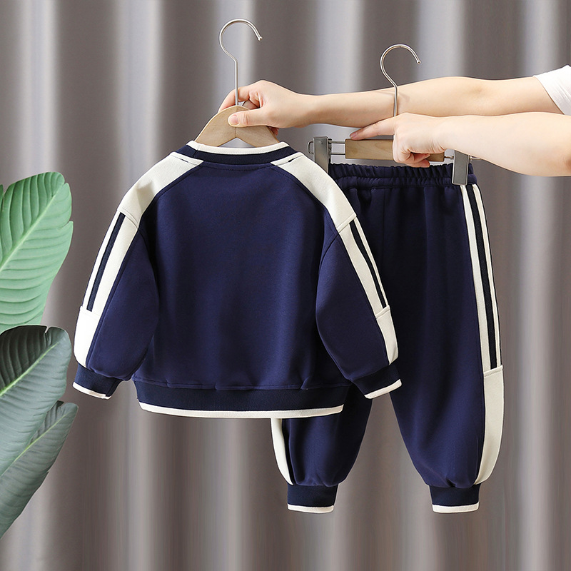 6314 Traje de otoño para niños 2025 otoño nuevo suéter a juego de colores para niños de dos piezas primavera y otoño hermosa ropa deportiva