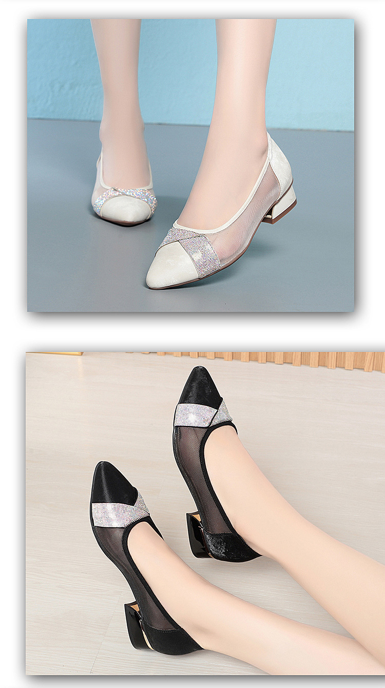 Sandal cao gót nữ đính đá lấp lánh phong cách Hàn Quốc — Màu be chi tiết 6