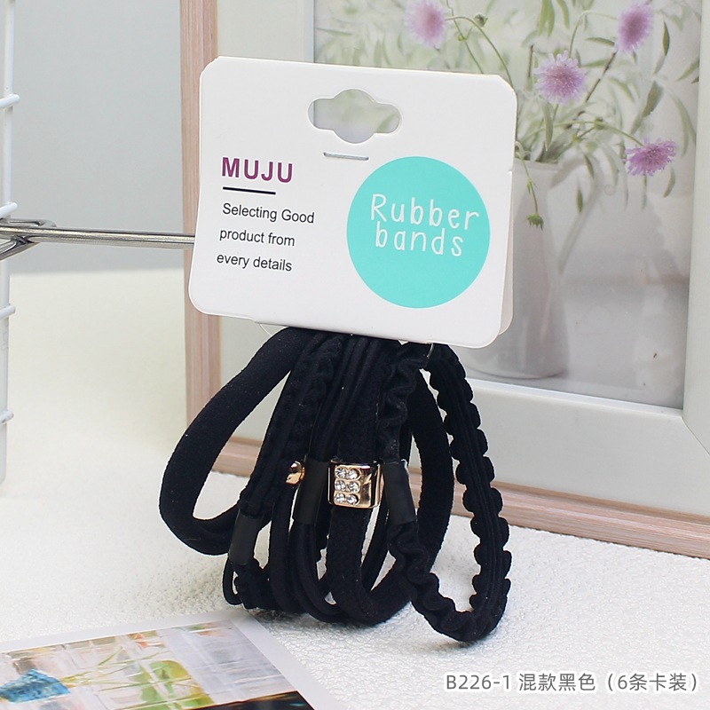 [Carga de tarjeta] sensación de alto nivel coreano de cabello de código de barras de moda de alta elasticidad de cabello anillo de cabello correa de cola de caballo