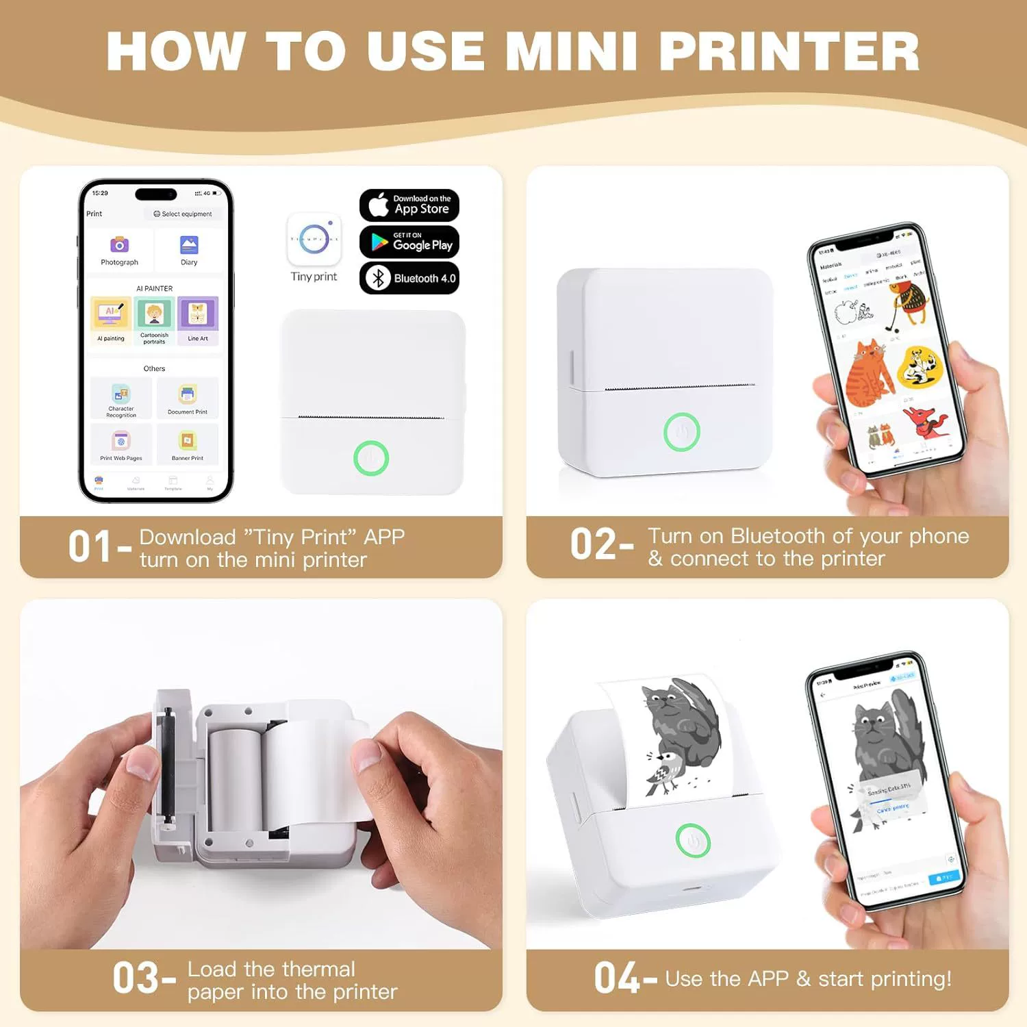 Handheld Wireless Printer X6, Bluetooth Mobile Photo Printer, Compact Portable 135×60×155mm
