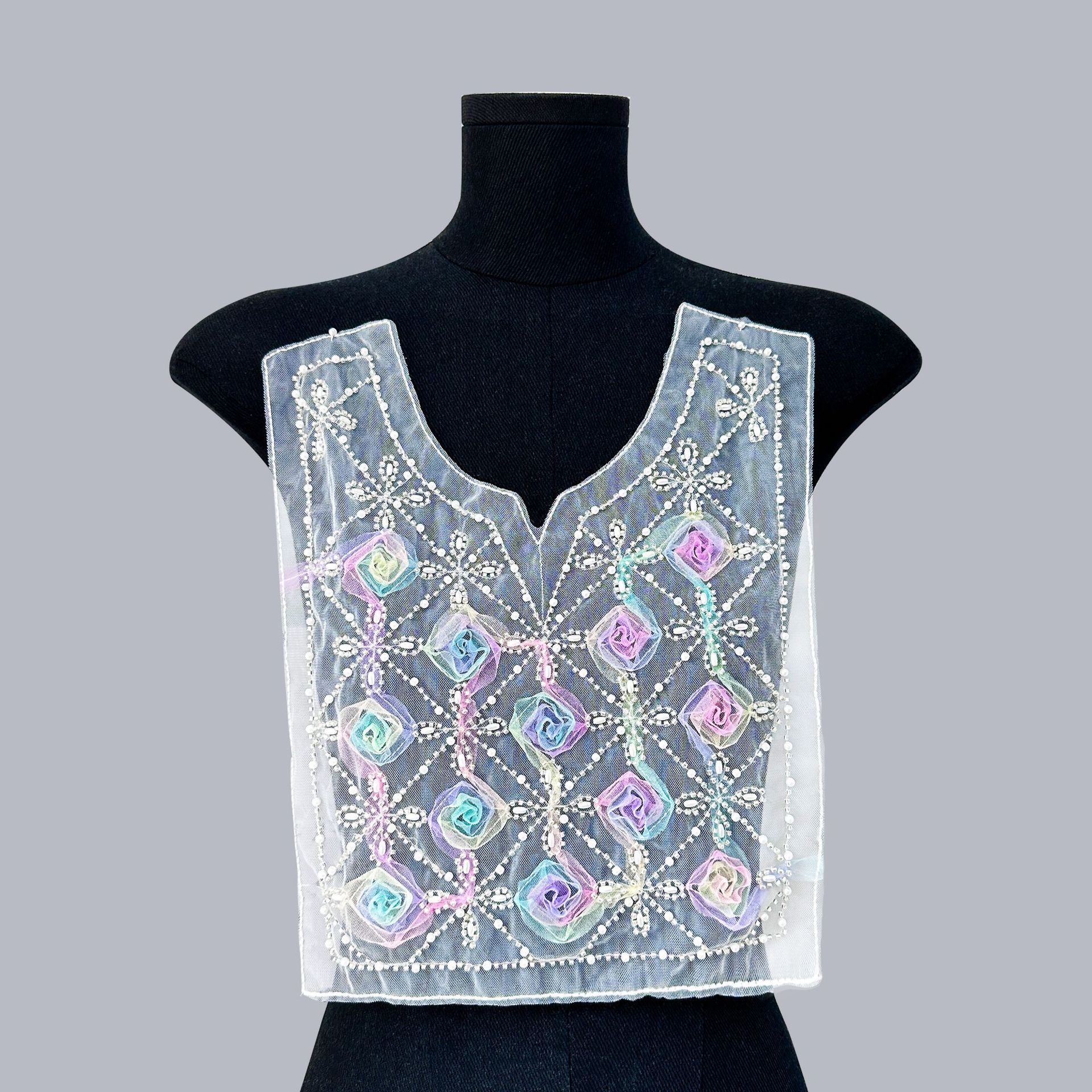 Mesh de color bordado cuello de tela semiacabado decalco DIY vestido de boda cuello de costura accesorios de ropa al por mayor image 9