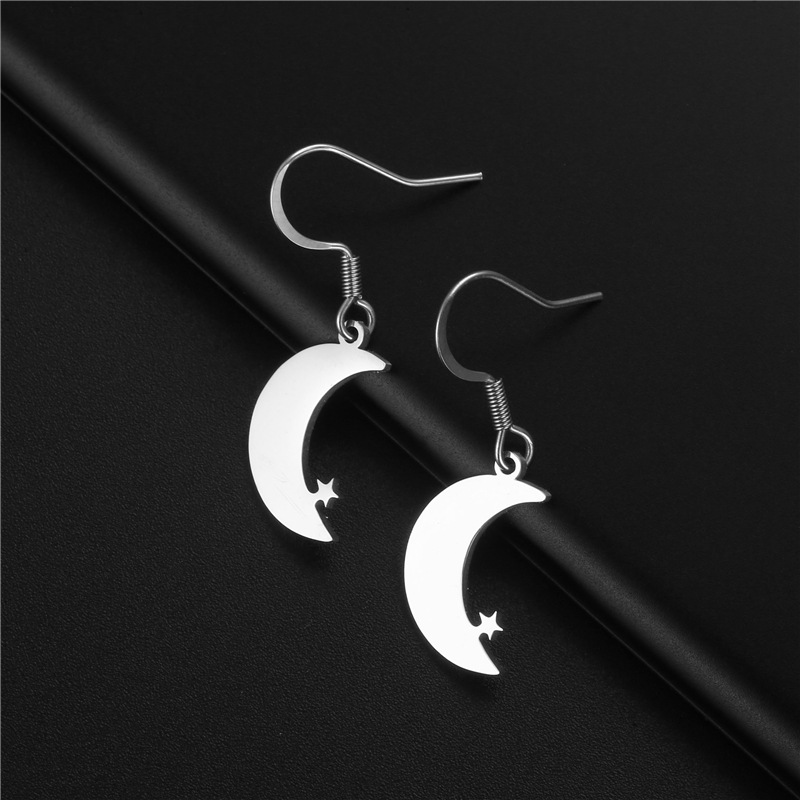 Vente En Gros Bijoux Lapin Étoile Lune Pendentif Boucles D&#39;oreilles En Acier Inoxydable Nihaojewelry display picture 1