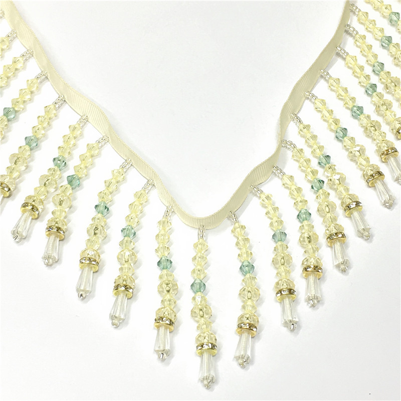 手工钉珠水晶珠排须花边 头饰服饰服装辅料现货优供