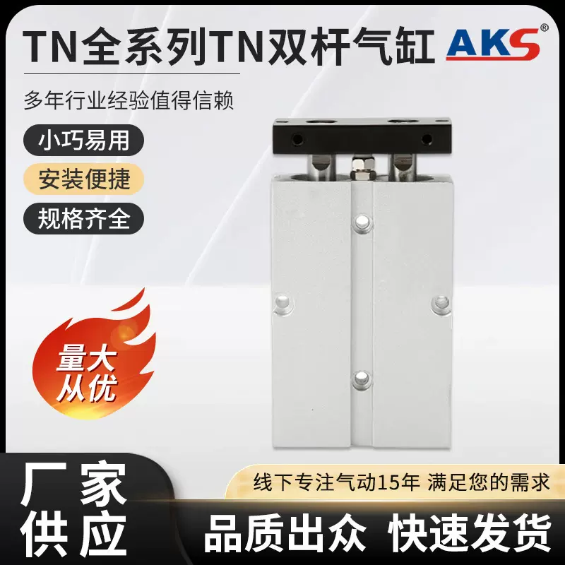 TN双杆铝制气缸40X50X63X80X100X125X160X200-S重型气动执行元件