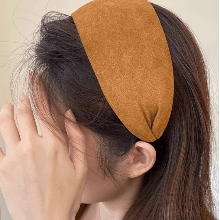 皮绒宽边发箍女复古风洗脸带齿防滑专用头箍高颅顶显脸小遮白发捆|undefined