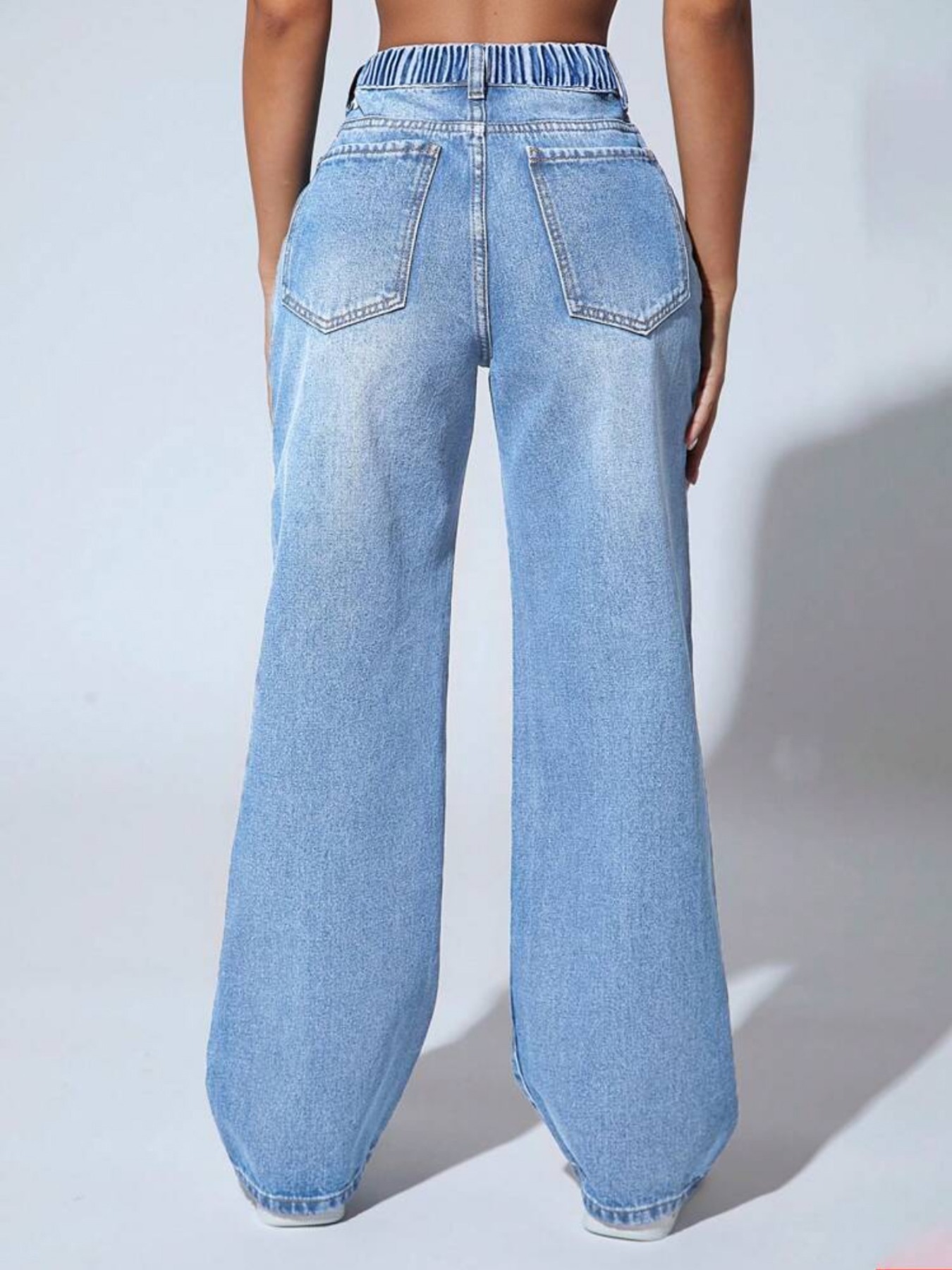 Women's Stretch Waist Straight Leg Denim Jeans - Comfortable Casual High-Rise Trousers For Everyday Wear_mkmklike.com
