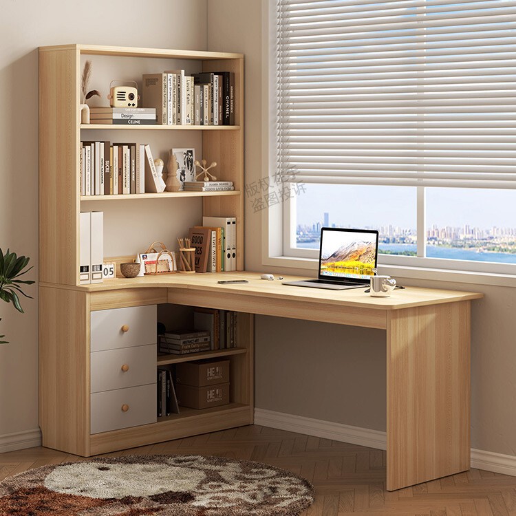 Corner Desktop Bookshelf Bookcase Integrated Student Desk Combination Computer Desk Home Simple Writing Bedroom Study Table