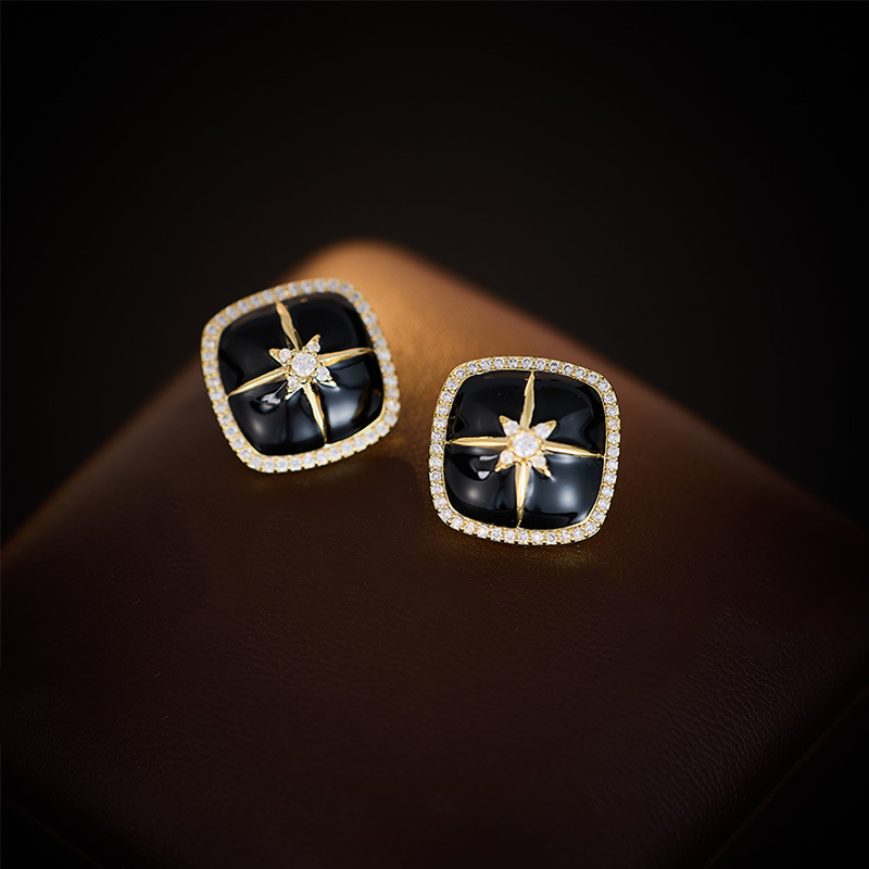Fashionable geometric square small design sophisticated earrings