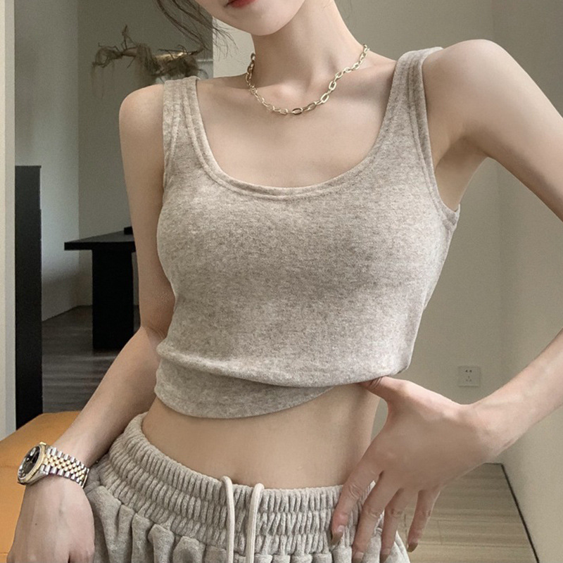 Autumn Lazy Pure Desire Short Style with Naked Navel for Slimming Tank Top, High Waist, Hanging Wide Leg Pants,_voghion.com