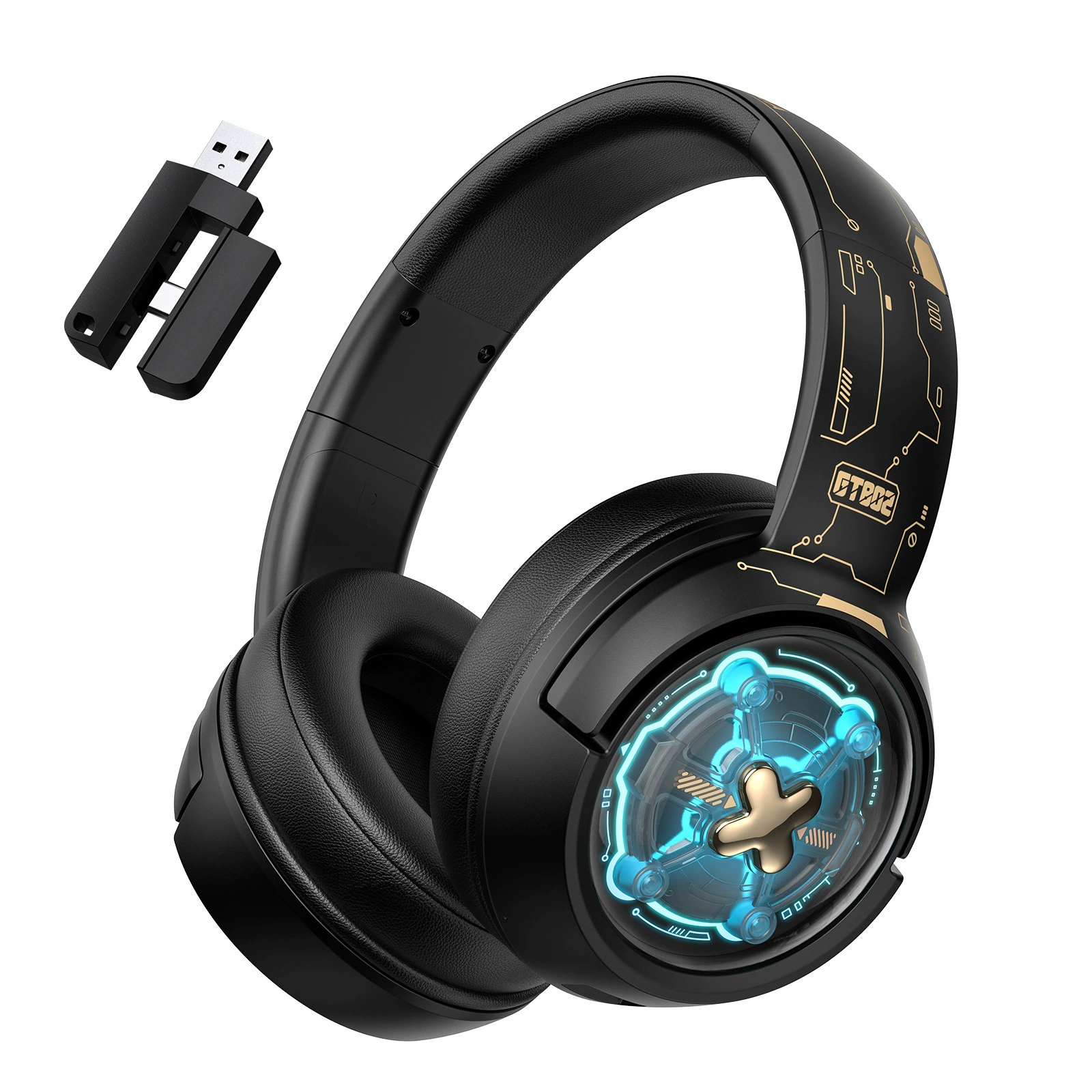 ONIKUMA B5 Wireless Gaming Headset with Noise Cancellation, 2.4G, RGB Lights, Esports Cat-Ear Design