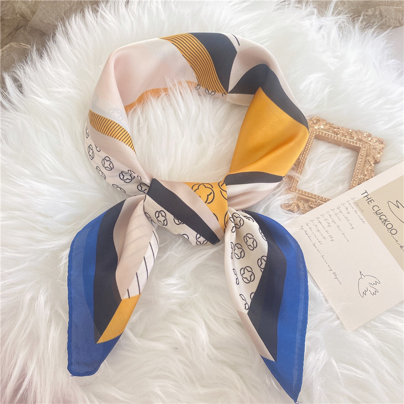 50g Weight Silk Scarf Classification Casual, Daily, Shopping Occasion Satin Material Letter, Flower Pattern Spring&Summer Season Women's Gender Elegant Style Women's Elegant Letter Flower Satin Silk Scarf 6