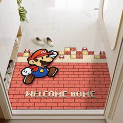 馬里奧絲圈玄關地墊卡通刮泥蹭土門墊家用可裁剪腳墊茶几墊
