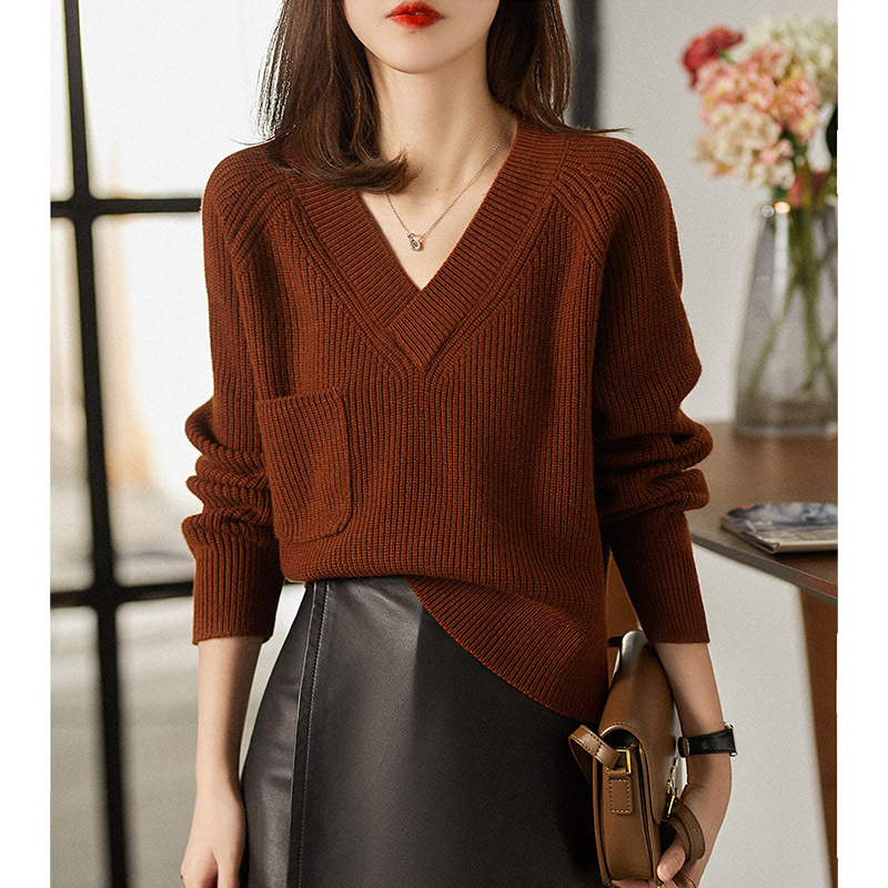 Clearance not returned: brand cut special V-neck cashmere knitted sweater pullover long sleeve bottoming shirt Clearance not returned: brand cut special V-neck cashmere knitted sweater pullover long sleeve bottoming shirt