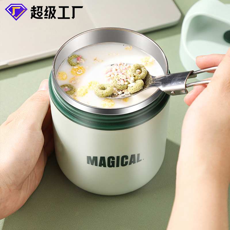 Suministro directo de fábrica 304 taza de desayuno de acero inoxidable extraíble portátil aislado taza de sopa palillos taza sellada caja de almuerzo regalo