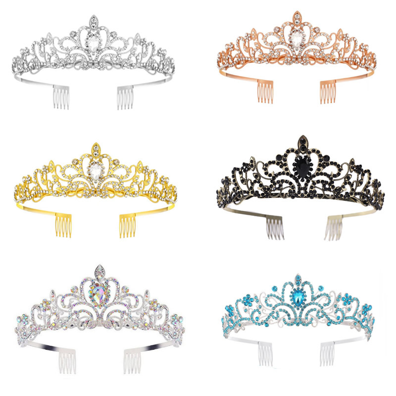 Venta caliente transfronteriza barroco cristal nupcial corona accesorios para el cabello tocado boda baile boda cumpleaños rhinestone corona