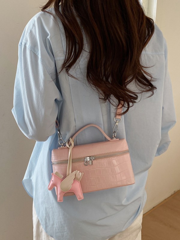 Textura de piedra de alta calidad, bolso de mano cuadrado para mujeres 2026 nuevo estilo de moda versátil, bolso de lujo ligero