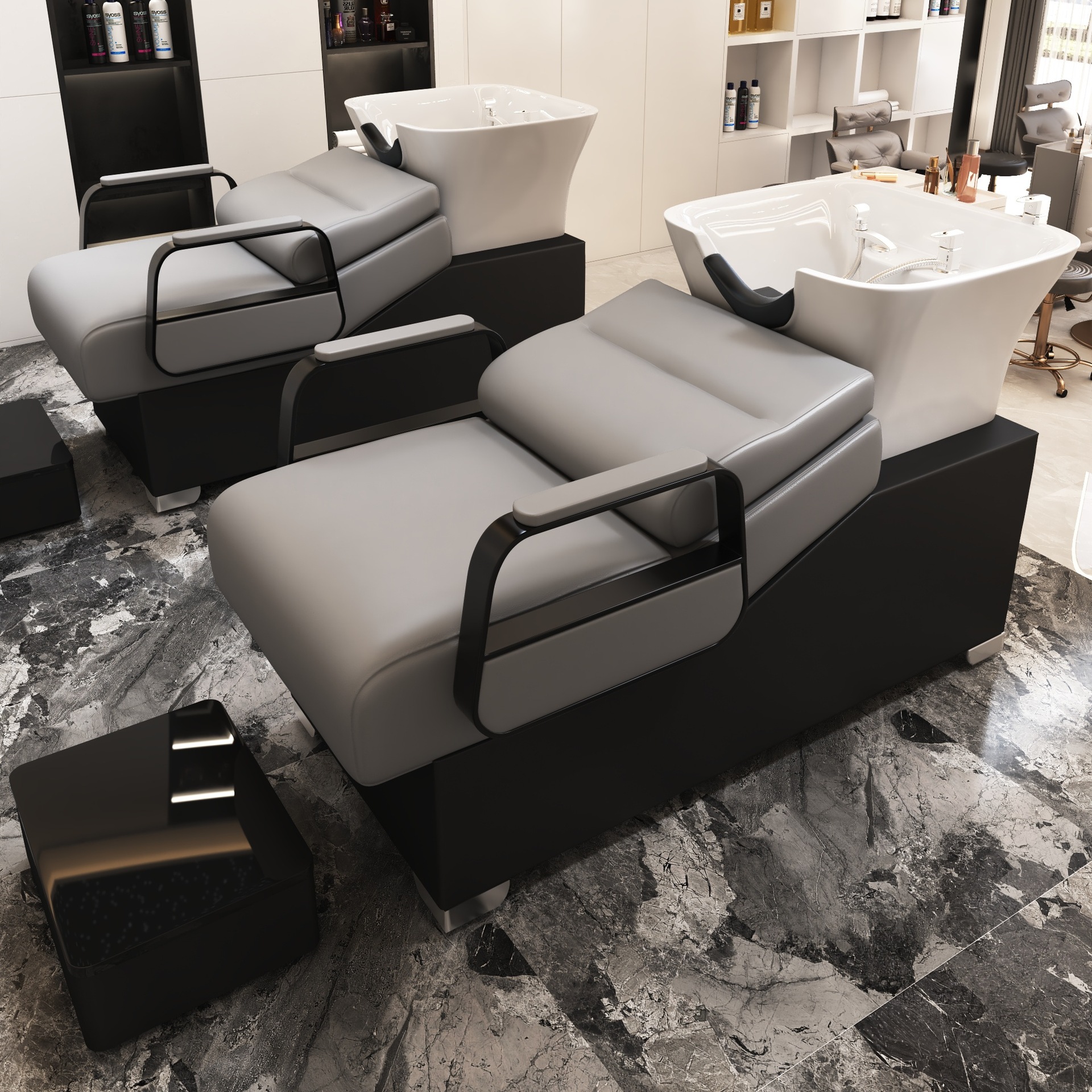 Maceta cuadrada de cerámica simple - piel gris claro - barandilla negra