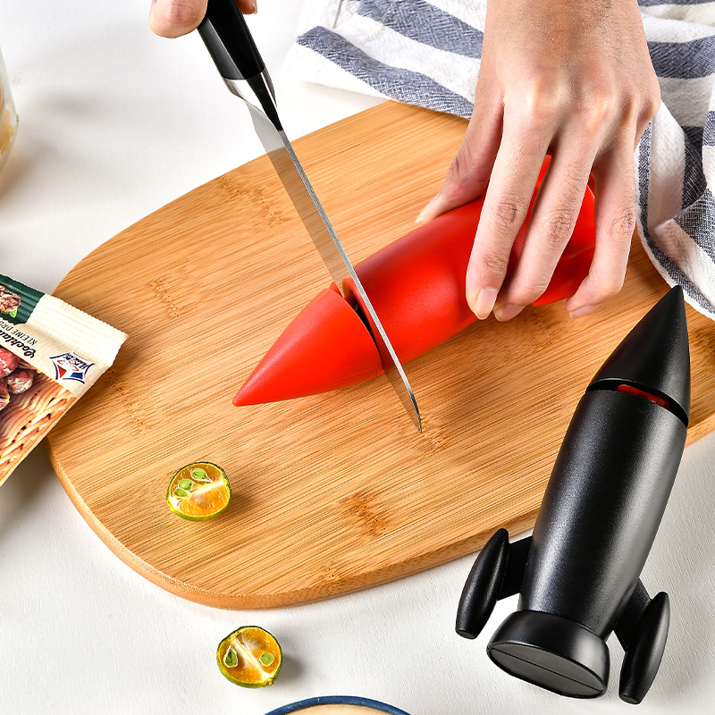 Creative Rocket Shape Ceramic Knife Sharpener Quick Manual Knife Sharpener Scissors Whetstone Kitchen Gadgets