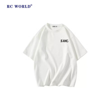 RC WORLD EAKC简约Logo手绘字母风景油画 印花短袖T恤男女同款无