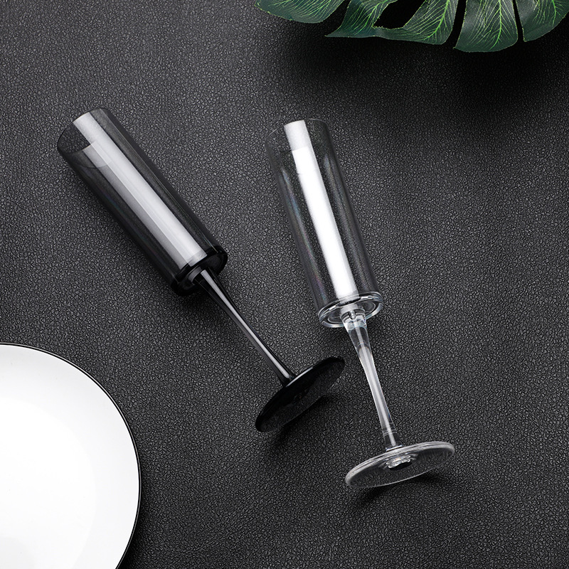 Copa de champán de acrílico creativo Copa PC taza hogar plástico negro transparente barra resistente a la caída taza de cóctel regalo