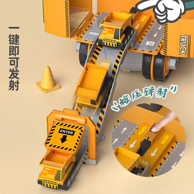 Transfronterizo nuevo desmontaje y montaje 4-en-1 accesorios de coche de ingeniería de deformación carro deslizante pista chico grúa excavadora juguete