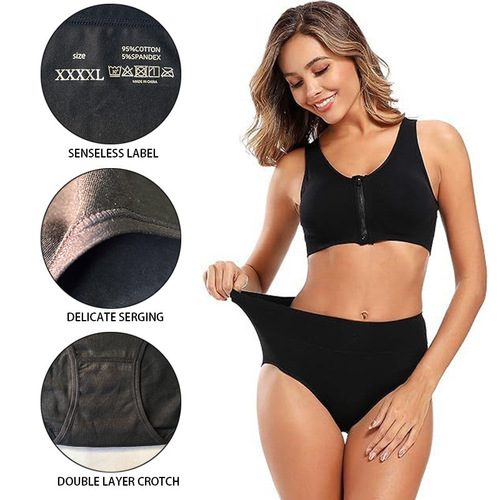 Single-piece European size cotton women's underwear, high-waist abdomen, hip-lifting underwear, popular large-size triangle