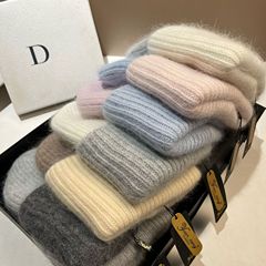 ロシアの高品質を輸出して、二重の長いウサギの毛のニット帽を厚くします。