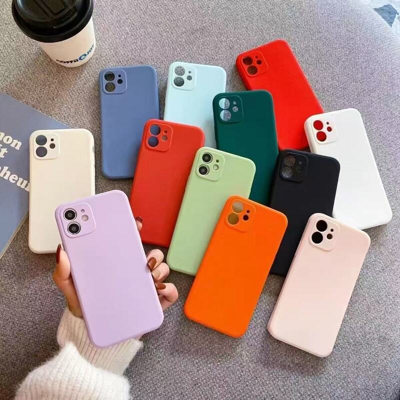 Suitable for Apple 17 Straight Edge Cube-Shaped Precision Hole 15Plus Mobile Phone Case Liquid Silicone 14Pro Pure Color 13/12/16X
