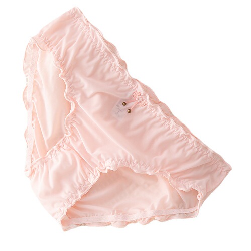Japanese ice silk fungus lace sweet girl underwear covering the buttocks pure cotton crotch sexy underwear women's mid-waist briefs