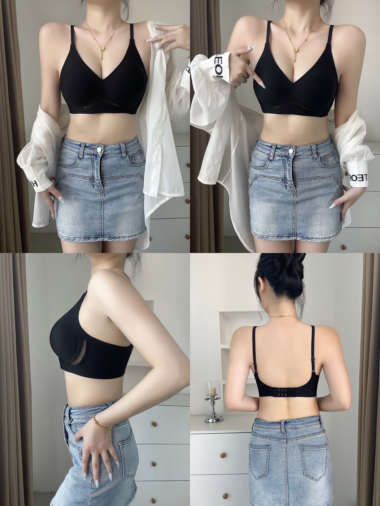 Taza de melocotón, ropa interior de mantenimiento de gelatina hueca, hermosa espalda, sin costuras, sección delgada, sin anillo de acero, pecho pequeño, sujetador de expansión exterior, mujer