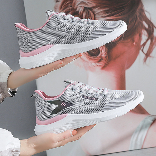 Women's Flyknit Sports Shoes  New Breathable Casual Shoes Fashionable Korean Running Trendy Shoes Foreign Trade Wholesale Women's Shoes