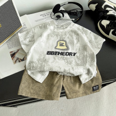 男児夏服半袖スーツ2025新型洋気男の子poloシャツ子供赤ちゃんファッション2点セット子供服