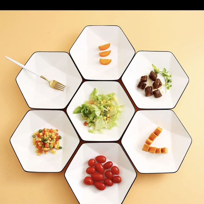 Plate and Dish Set for Home Use, Ceramic Platter Set, Diamond-Shaped Plate, Soup Pot, Bowl and Plate Set, Rice Bowl