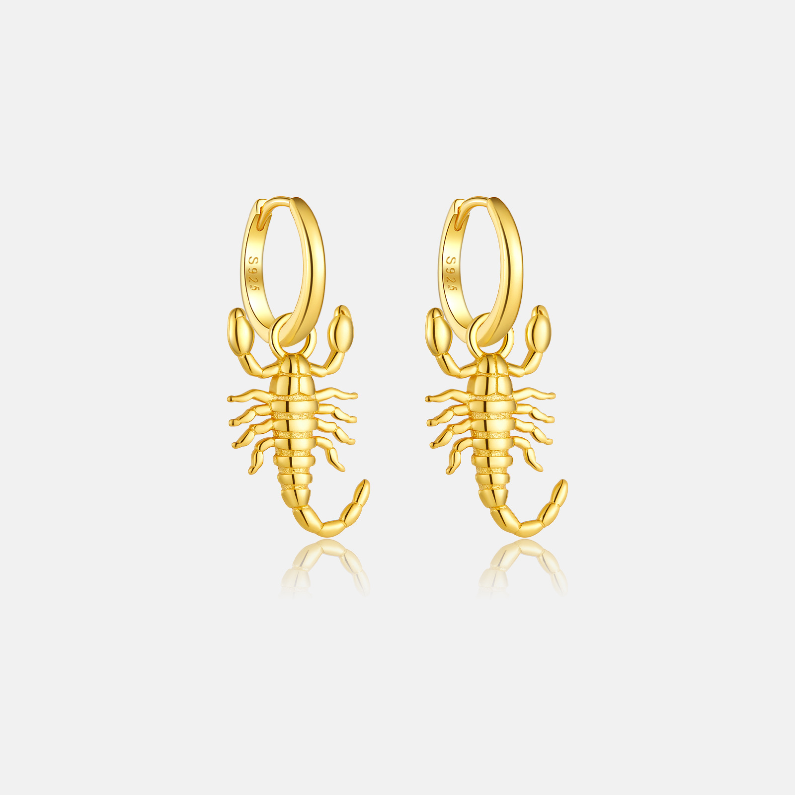 18K Real Gold Plated, Platinum Plated Plating Material Stone-Free Inlay Material 1 Pair 18K Gold Plated 925 Sterling Silver Scorpion Drop Earrings