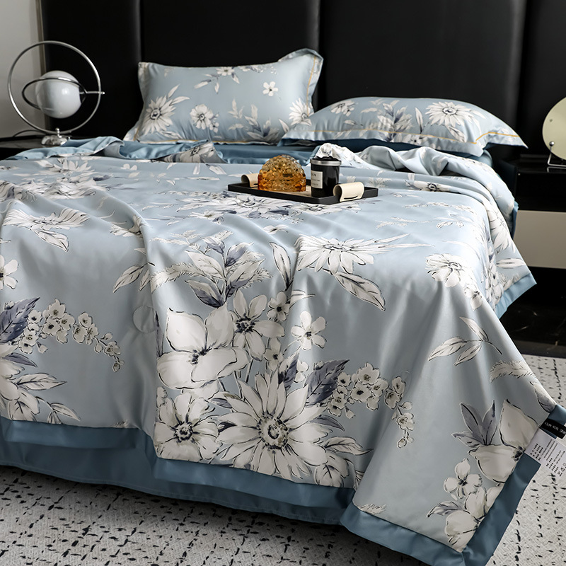Water-washable Tencel summer air conditioning duvet set with four pieces, printed cool-tech, wholesale, group purchase, gift, online sales, live streaming