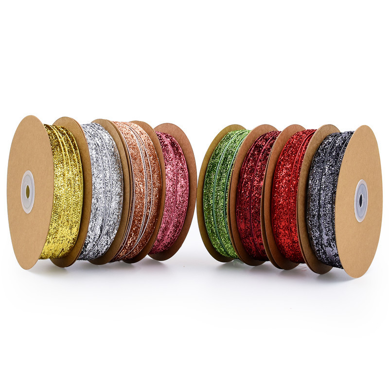 1cm transfronterizo color champaña cebolla cinta de terciopelo baile vestido de boda etapa brillante oro plata cebolla cinta de flojo 20 metros