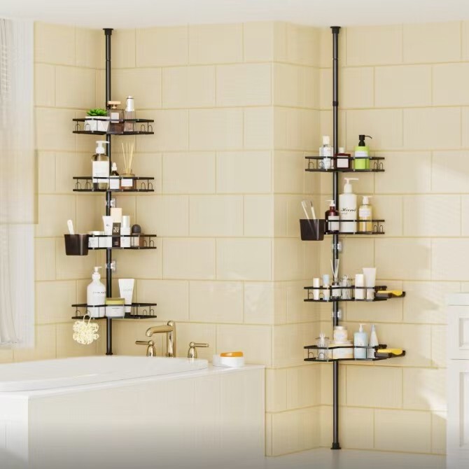 Amazon's Multi-Layer Bathroom Storage Rack, No-Drill, Extendable Corner Storage Rack for Bathrooms Amazon's Multi-Layer Bathroom Storage Rack, No-Drill, Extendable Corner Storage Rack for Bathrooms